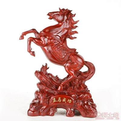 聯(lián)友廠家直銷樹脂工藝品 立馬成功仿木紋招財擺件，高級開業(yè)禮品之選